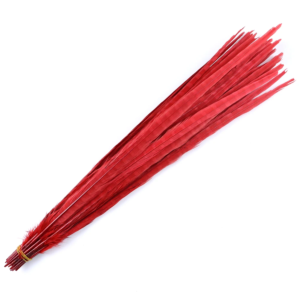 red 20-22 дюймов окрашенные Ringneck перо из хвоста фазана Куриные перья для карнавала вечерние украшение для головного убора шлейф - Цвет: red