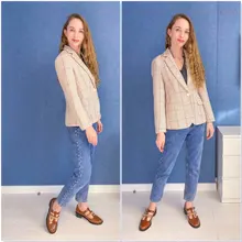 Female Blazer Coat Elegant Jacket Single-Button Wool Vintage Vimly Women Office Lady