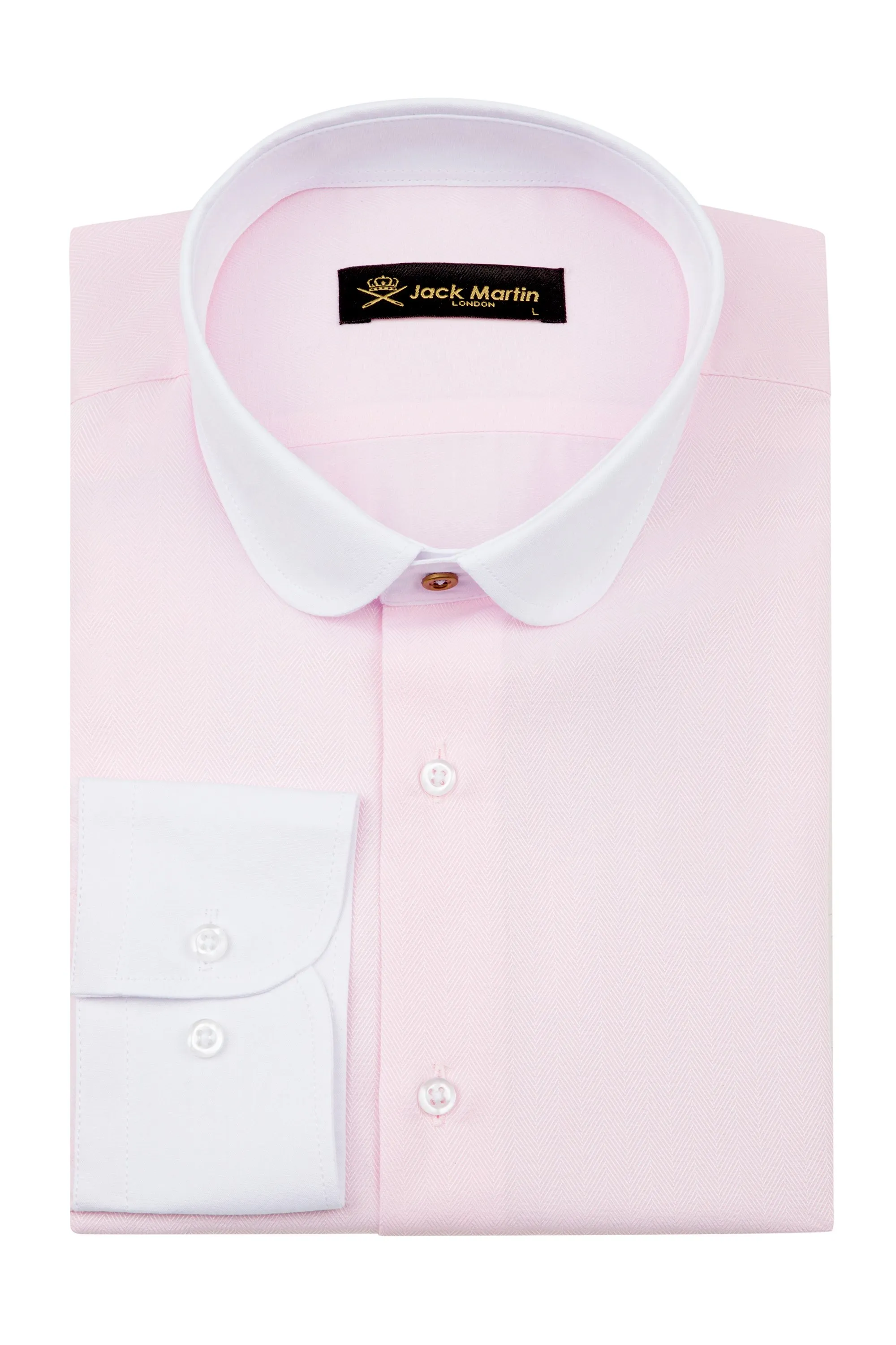 Jack Martin Peaky Blinders Style White Herringbone Slim Fit Shirt