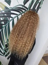 Noble rizado Ombre pelo mechones de cabello sintético Super largo rizado 1 Uds 28 -32 Rubio marrón mechones con extensiones de cabello