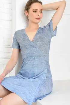 

Trend Alacati Style Women Double Breasted Thin Nightgown Home Clothing ALC-X4001