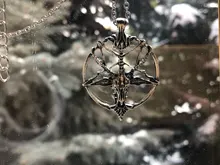 Collar de cadena con colgante de cabeza de cabra y calavera, joyería Vintage, pentagrama, hombre y mujer