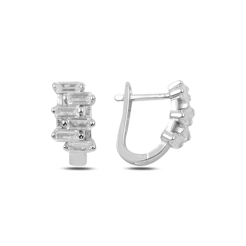 

Silver 925 Sterling Baget Zircon Cubic Zirconia J Earrings