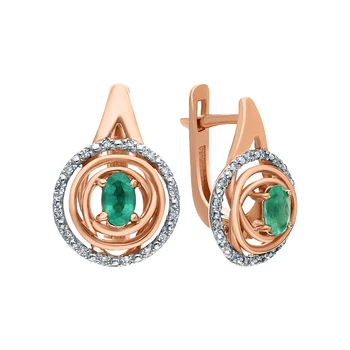 

Gold earrings with emeralds and diamonds sunlight sample 585