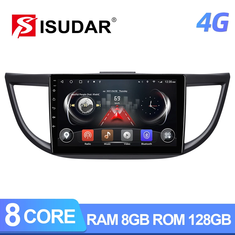Автомагнитола ISUDAR T72 QLED Android 10 для Honda/CRV/CR-V 2012-2016 GPS-навигация автомобильный
