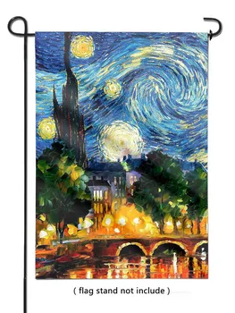 

Brand Designer Oil Art Painting Spring Summer Garden Flag For Home Decor Double Sided Yard Flag or Outdoor Decorative