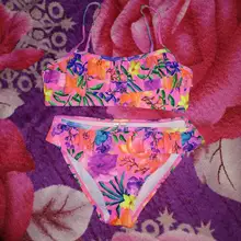 Bañador estampado para niñas de 2 a 16 años, conjunto de bikini para niños, con volantes, para la playa