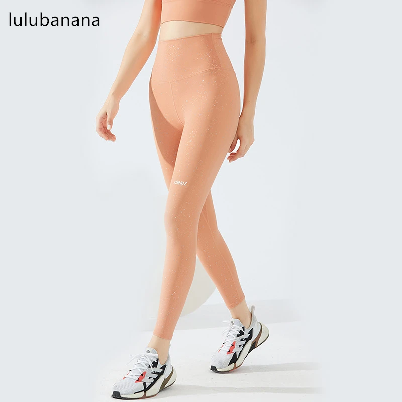 Women's Sequins Ultra Soft High Waisted Seamless Leggings Letter Tummy Control Yoga Pants