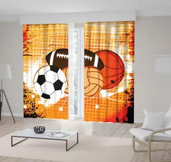 

Curtain Football Basketball Rugby Ball on Grunge Background Aged Look Sport Theme Artwork Yellow Orange