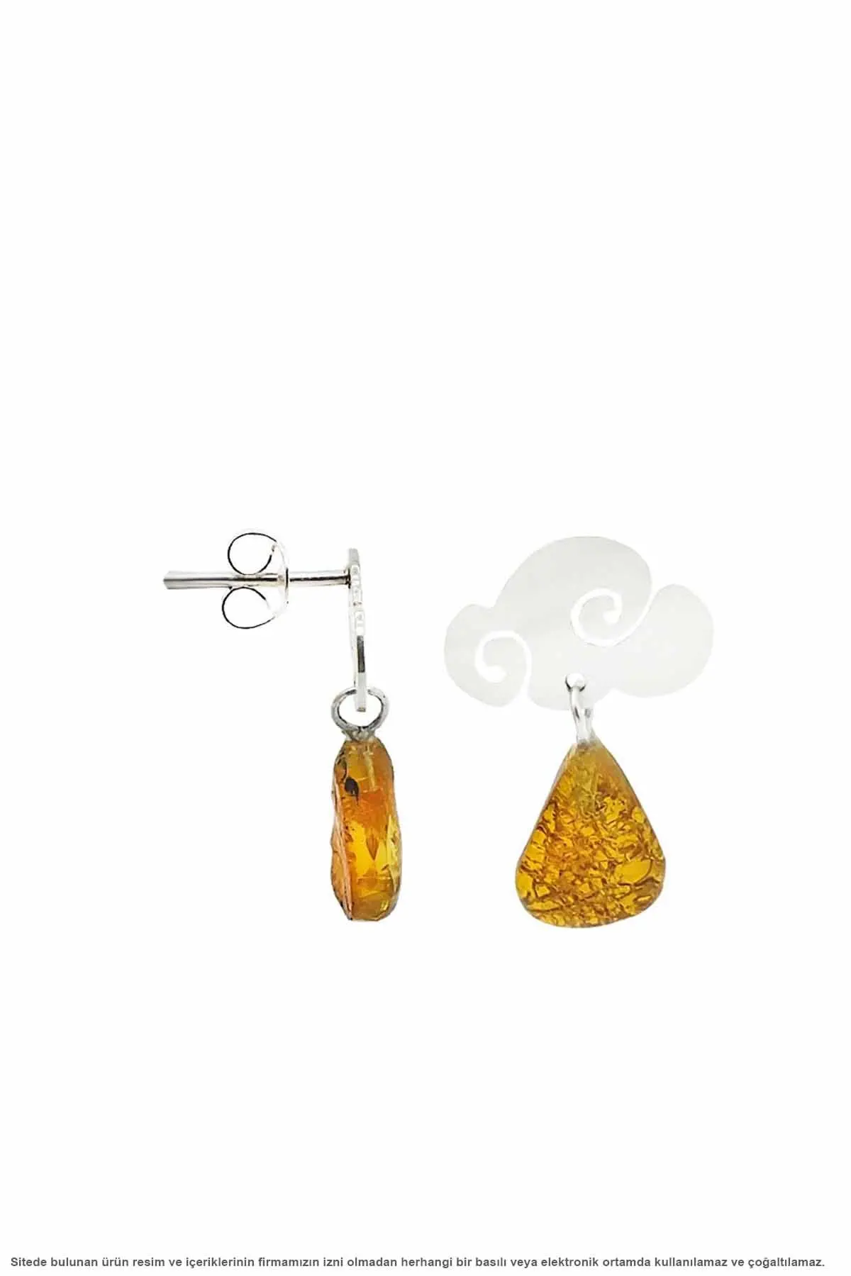 

Silver Hand Handwork Amber Drop Cubic Zirconia Women Earrings