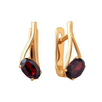 

Gold earrings with Garnet sunlight sample 585