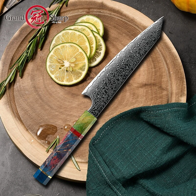 SHAN ZU-Ensemble de couteaux de cuisine avec affûteur, damas, opaque,  utilitaire de tranchage de chef, éplucheur, japonais, VG10, santoku, 7  pièces - AliExpress