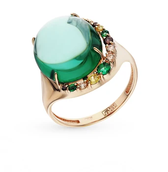 

Gold ring with tourmaline and cubic zirconia sunlight sample 585