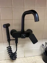 Kitchen Faucet Shower-Sink Wall-Tap Brass Matte Black Rotating Cold Hot POIQIHY