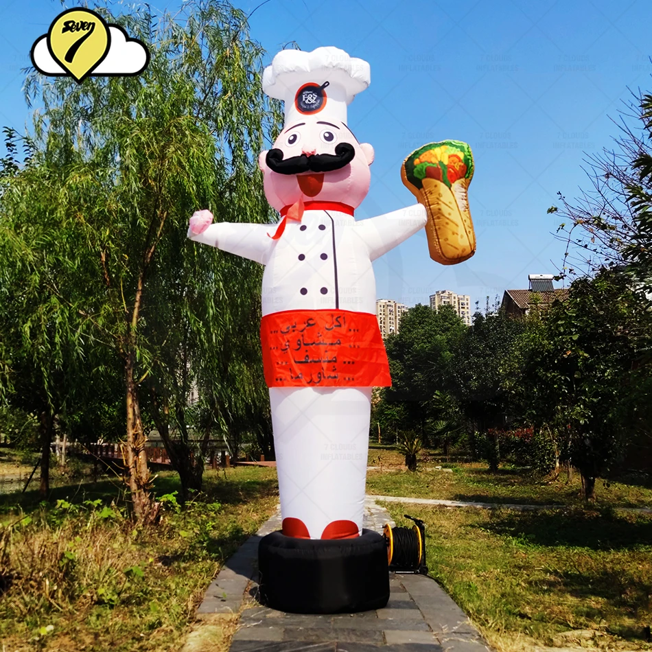 Inflatable Advertising Restaurant Chef Man Sandwish Shaurma Fast-Food Shop Balloon Air Dancers Tacos Traditional Mexican Burrito 3