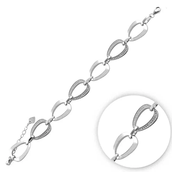 Серебряный 925 пробы браслет с цирконием