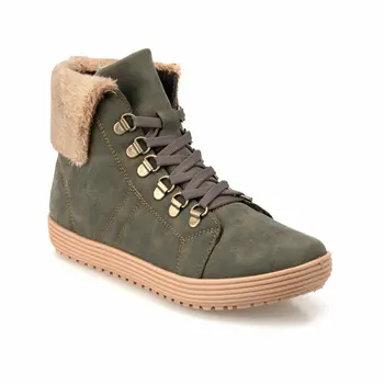 

Women Boot Artificial Leather shoes accessory green dropshipping size winter fall basic female girls lace up