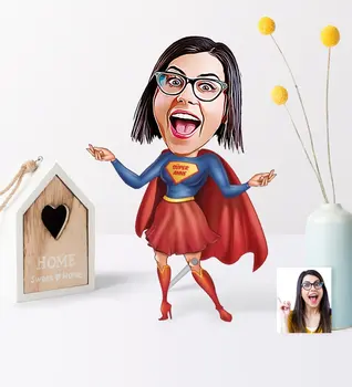

Personalized Super Mom Cartoon Wooden Trinket-1 Photo Picture Funny Fun Memories Name Lettering Souvenir Gift To Mother Special
