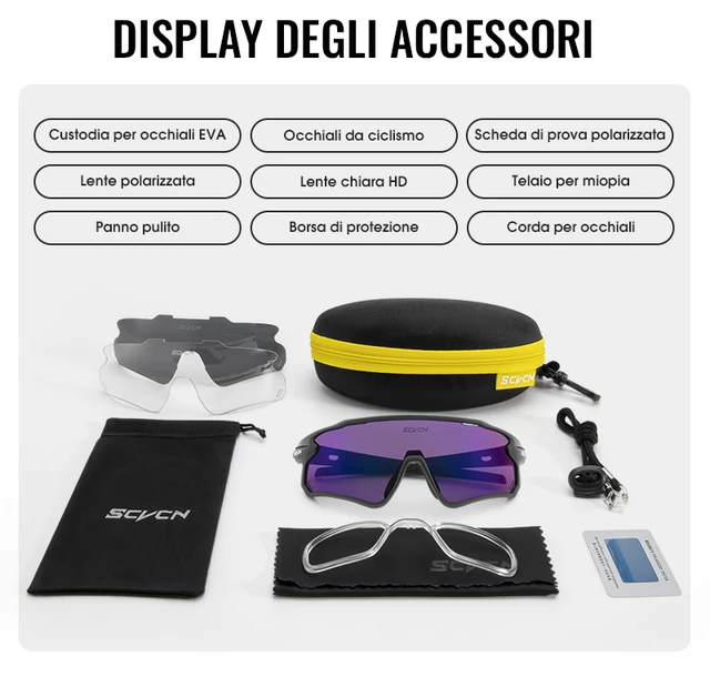 Occhiali Ciclismo Polarizzati Occhiali Da Ciclismo Rockbros Polarizzati - 3 Lenti Intercambiabili, Antivento, Leggerissimi (31g), Unisex Occhiali Ciclismo 3 Lenti - Foto 2