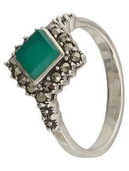 

Yuk marcasite ring with chrysoprases and marcasites of silver