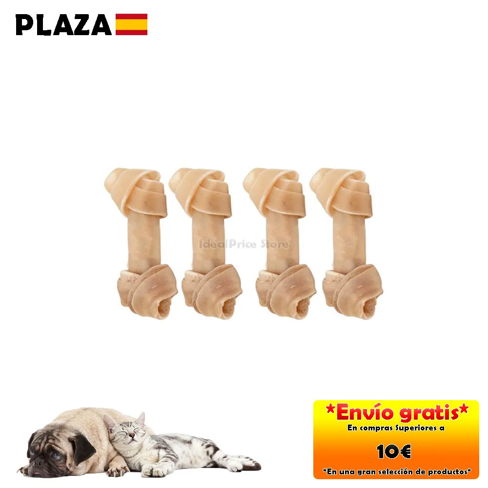 Idealprice Store® Snack de piel de vaca saludable para perros, 4 unidades, Nudos de Piel Natural