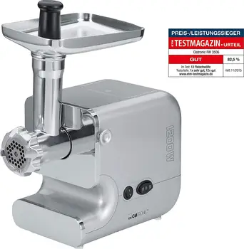 

Clatronic Fw 3506 Picadora de Carne con Embutidora de Salchichas, 1200 W, Plateado
