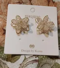 Stud-Earrings Flower Crystal MENGJIQIAO Elegant Korean Sweet Fashion Women New-Arrival