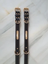 Pawstrip grabado Collar de perros de piel sintética Etiqueta de mascota Collar para perros Bulldog francés Pitbull, perro grande Collar de cachorro.