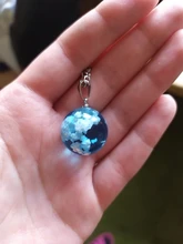 Collar con colgante de Luna y Bola de resina transparente para mujer, collar con cadena de nubes azules y blancas, regalos de joyería para niña