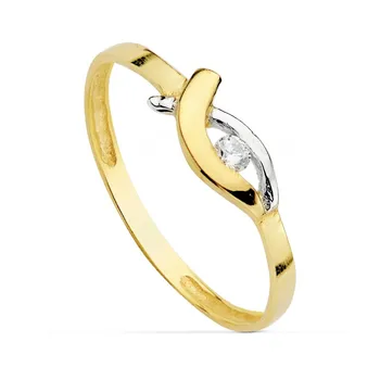 

Gold ring two-tone 18k cubic zirconia bands smooth first communion girl