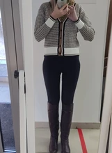 Oversize Cardigans Sweaters Checkered Plaid Colorfaith Fashionable Womens Spring Knitting