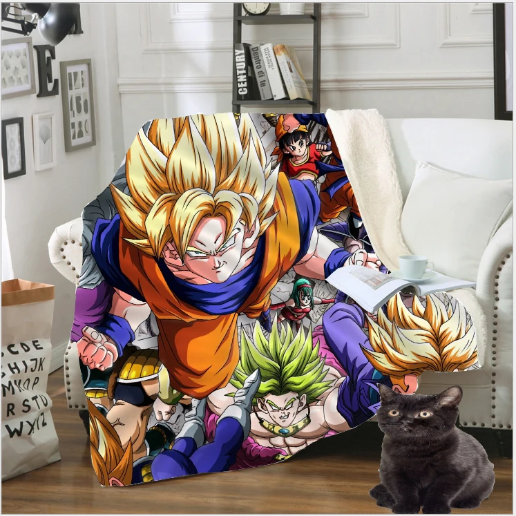 

Adult 3D Print Dragon Ball Frieza Blanket Fleece Travel Quilt Sofa Keep Warm Throw Child Plush Son Goku Blankets Bedspread B135-