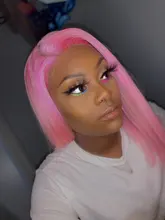 Luvin-pelucas frontales de encaje transparente para mujeres negras, cabello humano brasileño liso Remy, corto, Bob, desplumada, 613