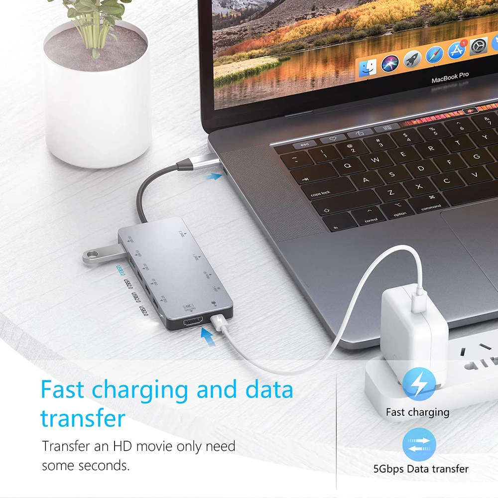 IREALTHINK usb type c адаптер 11 в 1 usb c концентратор HDMI адаптер usb-хаб+ 2SD кардридер ноутбук концентратор Macbook Pro
