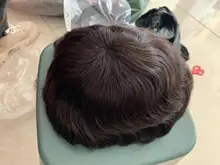 Peluca de cabello humano para hombre, tupé de piel sintética con sistema de cabello fino suave de 0,06mm de grosor, hecha a mano, con prótesis capilar Natural