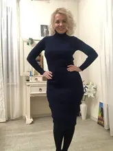 Sweater Dresses Robe Turtleneck Long-Sleeve Bodycon Slim Winter Women Autumn Lady Elastic