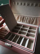 Caja de cuero para joyería de doble capa, caja de almacenamiento de ornamento para pendientes y pendientes, joyero grande multifunción, novedad