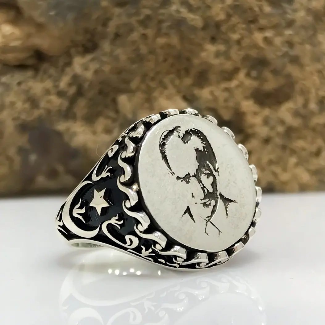 

Mustafa Kemal Ataturk Silver Men 'S Ring