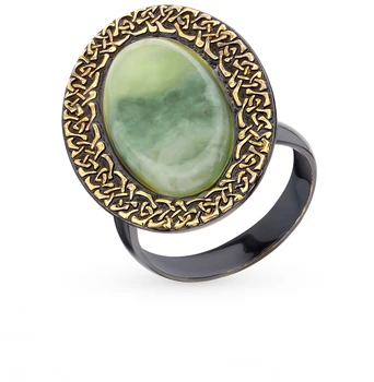 

Silver ring with jadeite sunlight sample 925