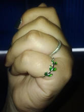 Hoja Verde hecha a mano creativo de Plata de Ley 925 temperamento personalidad moda femenina de tamaño reajustable de moda anillos de apertura SRI028