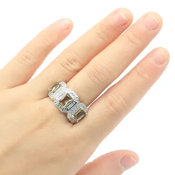 

23x13mm 2020 Hot Sell Created Smokey Topaz White CZ Gift For Sister Engagement Silver Rings