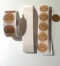Pegatinas de papel Kraft Natural hechas a mano para embalaje, sello de Gracias pegatina, papelería, 500 Uds.