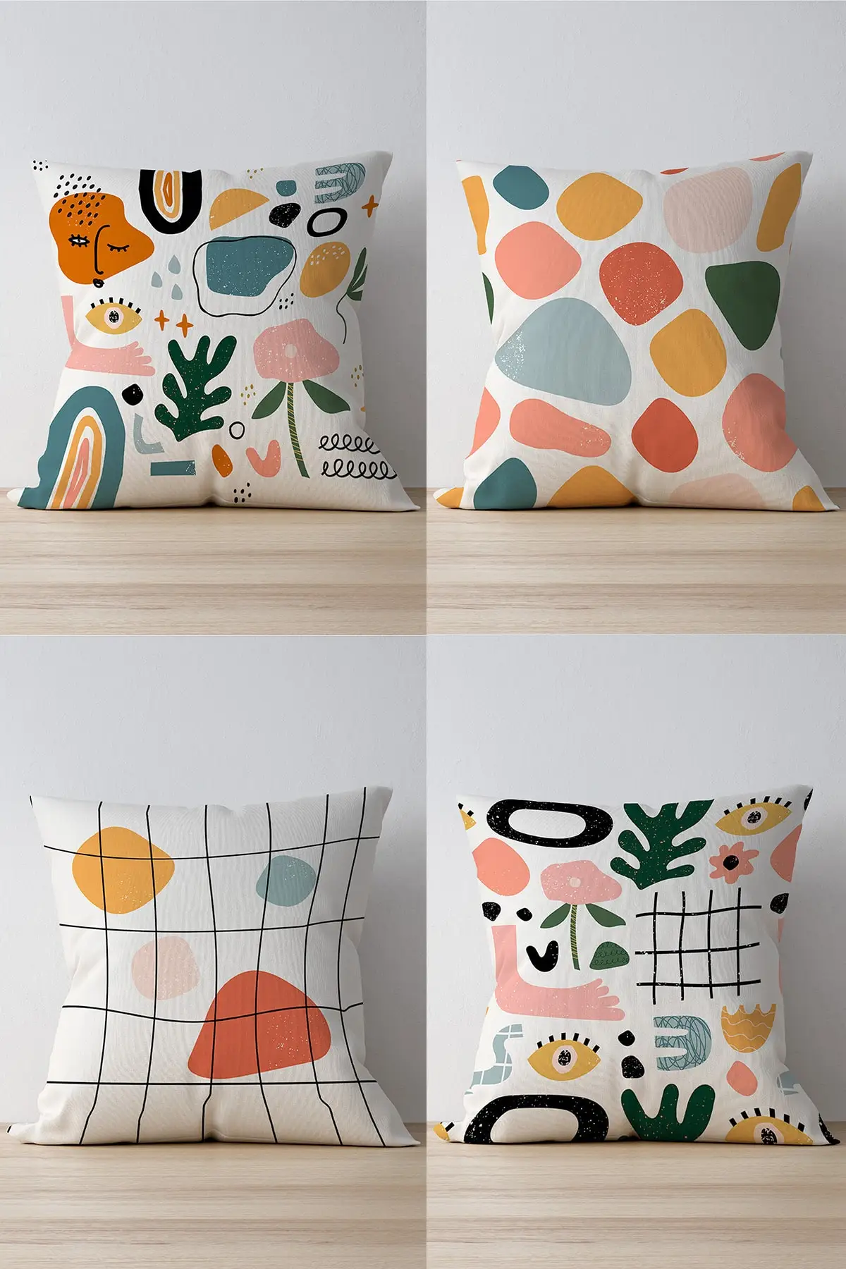 

Double Side Printed Abstract Pattern 4'lü Süet Pillow decorate Case