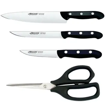 

Arcos | Knives kitchen arcos | Black | 4 Pieces | Cash box kitchen knives eco-friendly | REF 152624