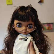 Para muñecas Blythe Hippy de 12 lente transparente lentes con marco redondo gafas de ojos