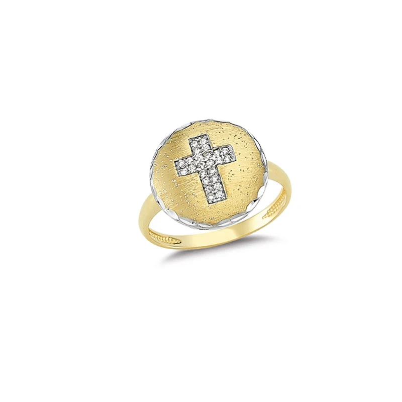 

14K Solid Gold Cross Design Ring for Women