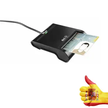 LECTOR DNI USB NEGRO en Lector de tarjetas inteligentes USB 2,0 ID CAC... tarjeta bancaria y tarjeta sim clonador conector