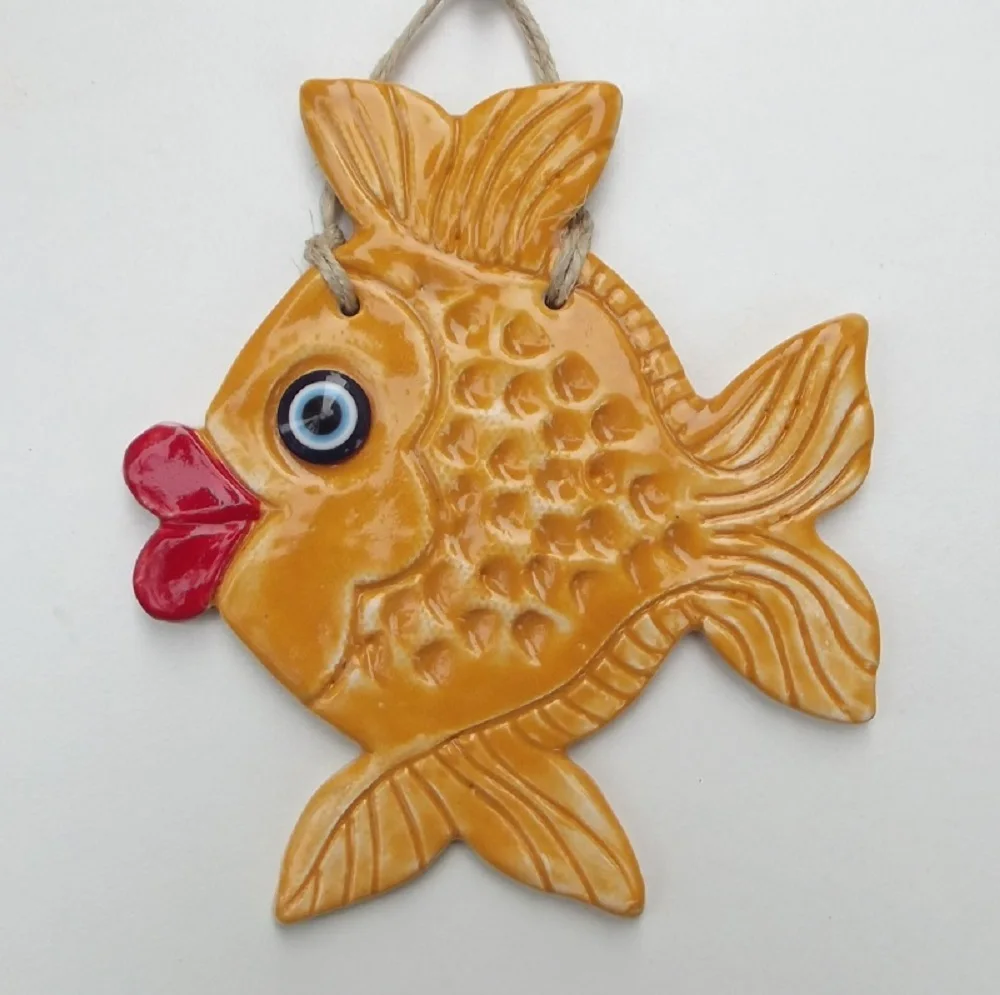 Handmade Ceramic Fish Wall Hanging Ready to Ship Holiday Gift Ceramic Fish