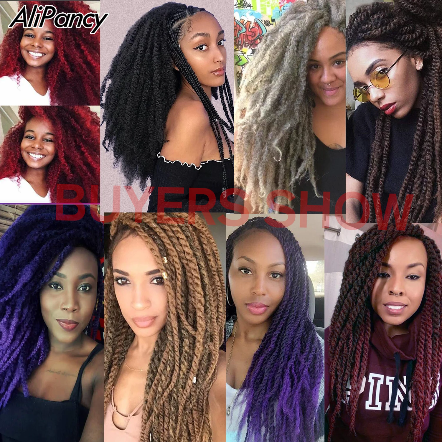 Synthetic Marley Braids Hair For Women Afro Kinky Twist Crochet Braids Hair Extensions 18Inch Soft Ombre Braiding Hair Black