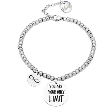 

Bracciale in acciaio con incisione nera - "You are your only limit"